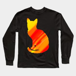 Fire Cat Silhouette Long Sleeve T-Shirt